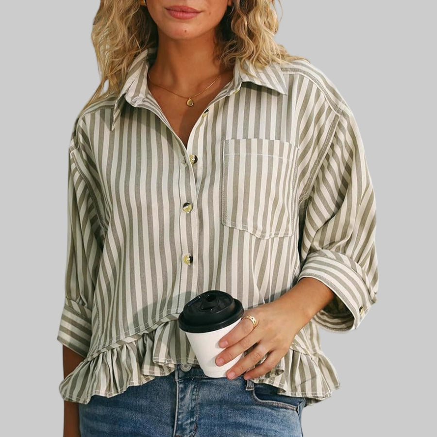 KOLET™ - Casual Summer Ruffled Button Down Blouse