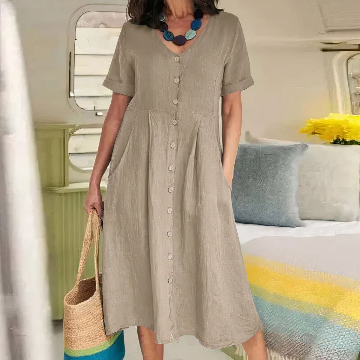 HALLIE™ – Classic Buttoned Dress
