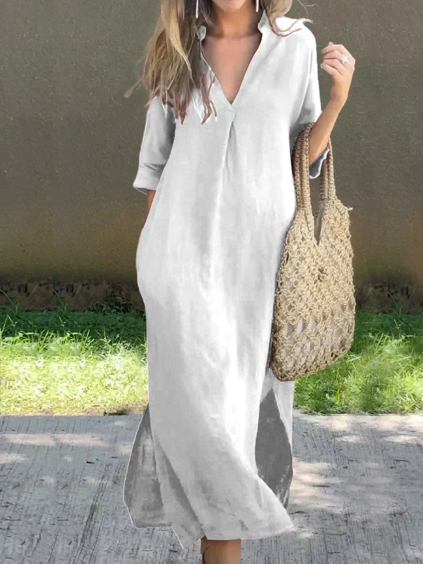 JULIA™ – Classic V-Neck Maxi Dress