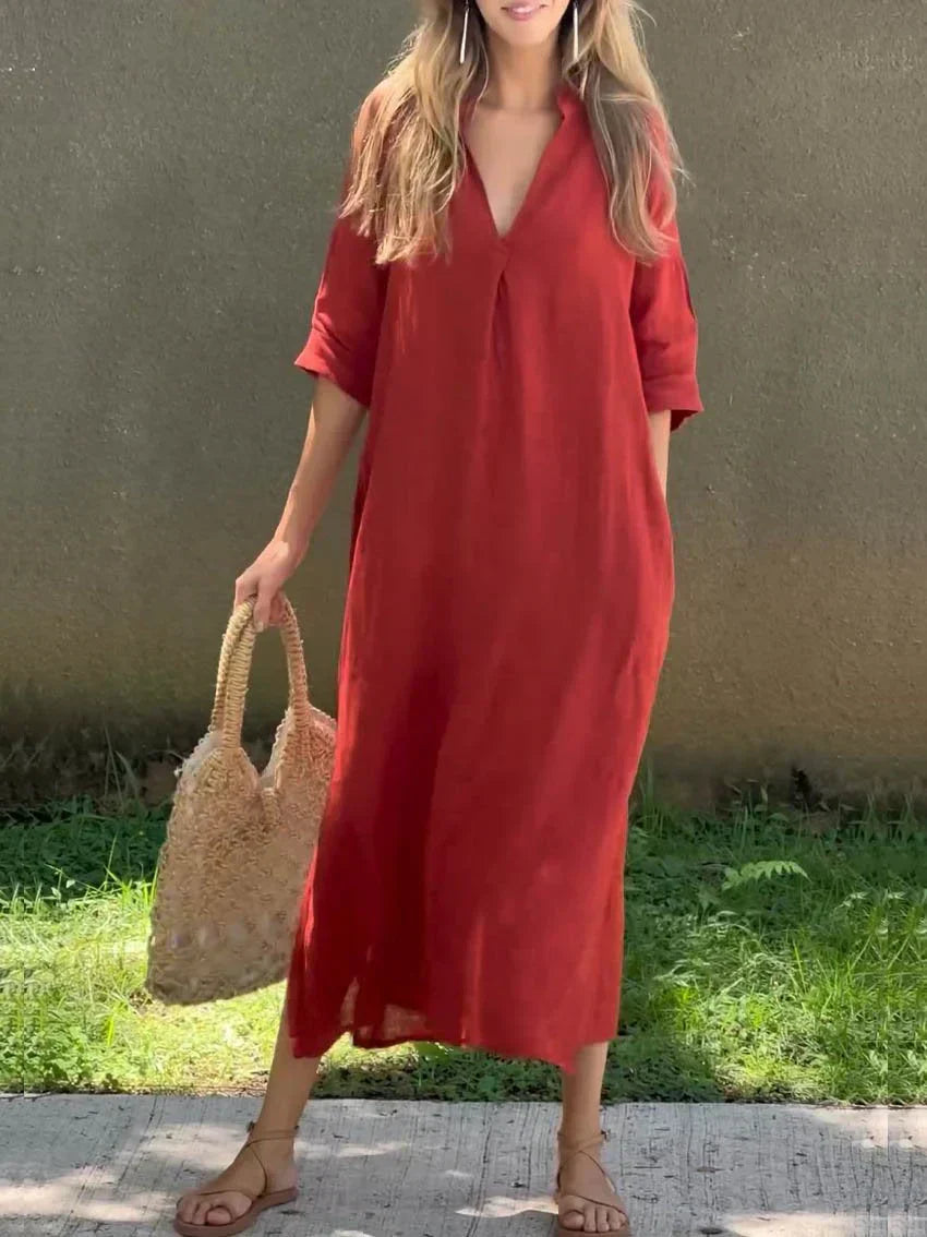 JULIA™ – Classic V-Neck Maxi Dress