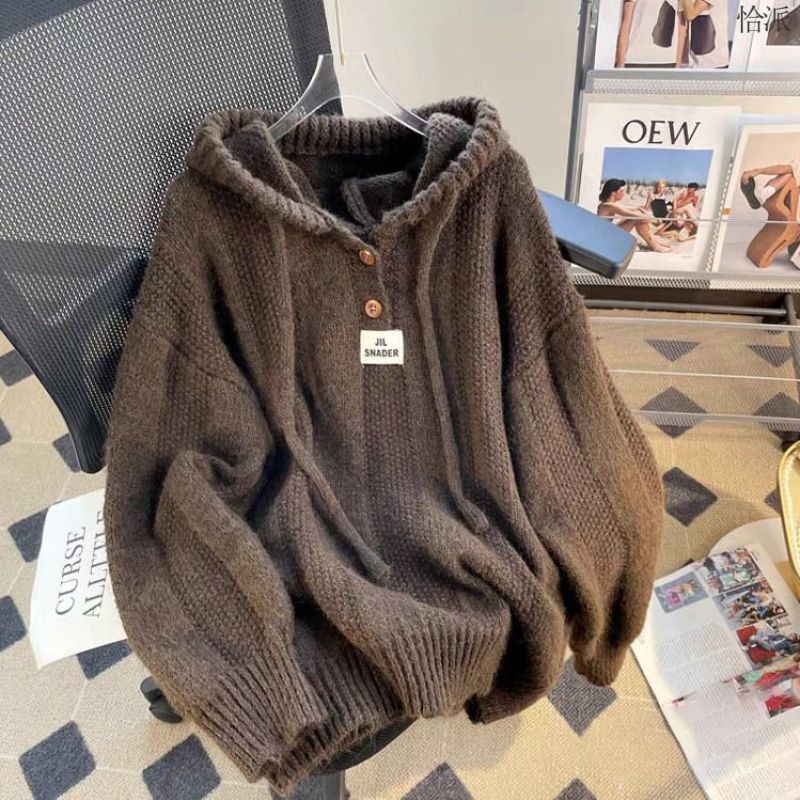 AVIA™ - Cozy Oversized Hooded Drawstring Long Sleeve Sweater